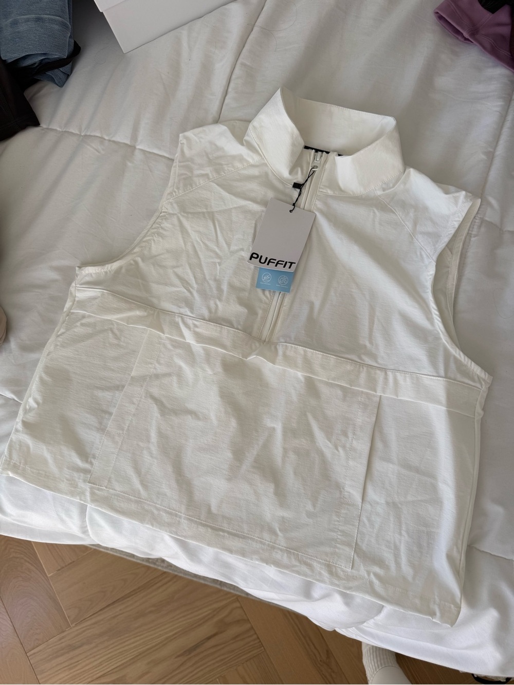 Women's White Sleeveless Puffer Vest